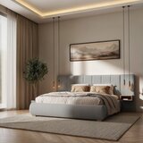 MESONICA Sivi tapecirani bračni krevet s podnicom 140x200 cm Fioro – | shoptok.hr