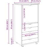  Mobilni ormar Bijelo 53 x 39 x 103 cm Čvrsto borovo drvo | shoptok.hr