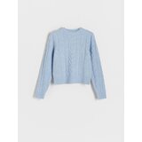 Reserved - Džemper s uzorkom pletenica - bljedoplavo | shoptok.hr