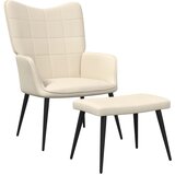 The Living Store Stol za sproščanje s stolčkom krem blago - Stol Za Sproščanje, (21420361) Cene