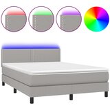 vidaXL Box spring postelja z vzmetnico LED sv. siva 140x200 cm blago, (20725760) Cene