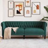 vidaXL Trosjed Chesterfield tamnozeleni od tkanine | shoptok.hr