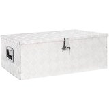 vidaXL škatla za shranjevanje srebrna 90x47x33,5 cm aluminij | Shoptok.si