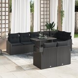 vidaXL 9-delni vrtni kavčni set z blazinami črn poli ratan | Shoptok.si