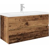  Ormarić za sudoper ugradbenim umivaonikom i slavinom Staro drvo Smeđa 90 x 38.5 x 45 cm | Shoptok.si