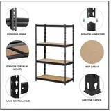Metalna montažna polica Premium 150x70x30cm, metal-drvo, 700kg (4x175kg)