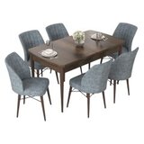 Hanah home Set Trpezarijski sto i 6 stolica Nef, sivo-smeđa | Eponuda.ba