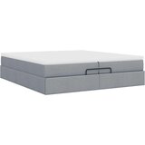 vidaXL Otomanski posteljni okvir z vzmetnicami siv 200x200 cm blago | Shoptok.si