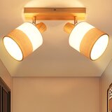 Nettlife stropna LED svetilka z 2 obrnjivimi reflektorji, lesena stropna svetilka za hodnik, vintag, žarnice E14, 350° vrtenje, (5000491632) Cene