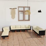 The Living Store Vrtna sedežna garnitura 10-delna z blazinami poli ratan črna - Vrtna Sedežna Garnitura, (21423334) Cene