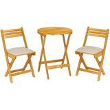  Set od 3 drvene balkonske garniture sklopivi vrtni namještaj okrugli stol 2 stolice jastuci Cijene