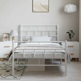  Metalni okvir kreveta uzglavlje i podnožje bijeli 100x190 cm | shoptok.hr
