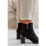 Boto Warm Eco Suede Women's Ankle Boots With Heel Zipper Black Erillia | Shoptok.si