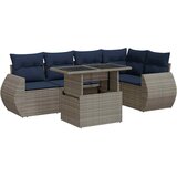  6-dijelni set vrtnih sofa poliratan i bagrem s jastucima sivi | shoptok.hr