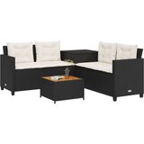 vidaXL Vrtna sofa L-oblika sa stolom i jastucima crna od poliratana | shoptok.hr