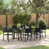 vidaXL 7-delni vrtni jedilni set črne poli rattan | Shoptok.si