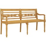  Klupa Batavia sa sivim kariranim jastukom 150 cm od tikovine | shoptok.hr