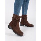 Sergio Leone Brown leather ankle boots with crinkle uppers | Shoptok.si