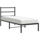  Metalni okvir za krevet s uzglavljem crni 75x190 cm | shoptok.hr