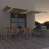 vidaXL Ročno zložljiva tenda LED 600x300 cm rumena in bela Cene