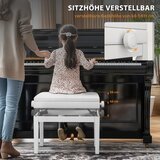  Klupa za klavir podesiva po visini s prostorom za pohoranu drvo umjetna koža bijela | shoptok.hr