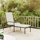 Maison Chic Ležalnik - Sončna ležalnik s stolčkom za noge PE ratan črn, (22042915) | Shoptok.si