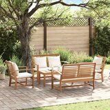 vidaXL Sjedeća garnitura za vrt 5 pcs Prirodna Masivna tikovina | shoptok.hr