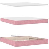  Otomanska postelja z vzmetnico & LEDs roza 160x200cm žamet | Shoptok.si