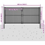 Vrtna vrata za ogradu od čelika 400x175 cm antracit boje | shoptok.hr