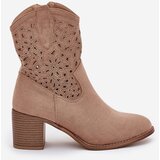 S. BARSKI Ladies Cutout Cowboy Ankle Boots Beige S.Barski | Shoptok.si