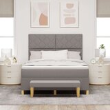 vidaXL Krevet s letvicama s madracem i klupom Taupe 160x200 cm Tkanina | shoptok.hr