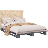 vidaXL Okvir za krevet s uzglavljem sivi 140x200cm od masivne borovine | shoptok.hr