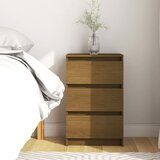 vidaXL Nočna omarica medeno rjava 40x29,5x64 cm trdna borovina | Shoptok.si