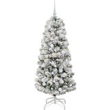 vidaXL Umetno Zložljivo Božično Drevo Zelena in bela 150 cm PVC | Shoptok.si