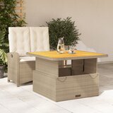  2-dijelni vrtni blagovaonski set od poliratana s jastucima bež Dužina stola 110 cm | Shoptok.si
