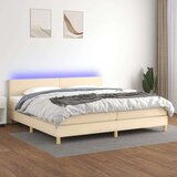  Box spring postelja z vzmetnico LED krem 200x200 cm blago, (20900958) Cene