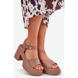 Boto Women's sandals on a chunky heel and platform made of eco leather dark beige Korlevia | shoptok.hr