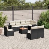 vidaXL 9-dijelni set vrtnih sofa s jastucima crni od poliratana | shoptok.hr