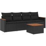 Maison Chic Seti vrtnega pohištva - Vrtna garnitura - Vrtni pohištvo set 5-delna z blazinami črn poli ratan, (21814235) | Shoptok.si