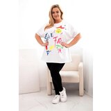 Kesi Włoski Women's cotton Plus Size blouse with colorful print white | ePonuda.com