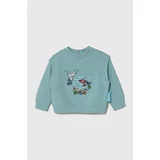 Emporio Armani Bombažen pulover za dojenčka x The Smurfs turkizna barva