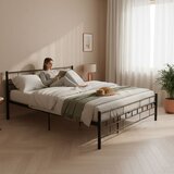 ModernHome metalni krevet 140 x 200 cm s letvičastom podnicom, crni | shoptok.hr
