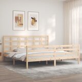vidaXL Posteljni okvir z vzglavjem 200x200 cm trden les Cene