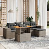  The Living Store Vrtna sedežna garnitura 6-delna z blazinami siv poli ratan - Vrtna Sedežna Garniture, (21478680) | Shoptok.si