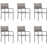 vidaXL Vrtni jedilni stoli zložljivi 6 kosov siv poli ratan | Shoptok.si