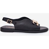 EVENTO Women's Flat Sandals With Golden Decoration Black Amelira | Shoptok.si