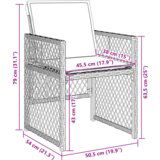 vidaXL 9-dijelni vrtni blagovaonski set s jastučićima Siva Poliratan, Vrtni stol Crn 200x80x73 cm Temperirano staklo | shoptok.hr