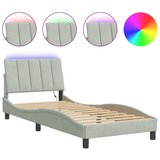  Okvir kreveta s LED-om bez madraca Hanko svjetlosivi 90x200 cm baršunasti | shoptok.hr