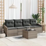 vidaXL 5-delni vrtni kavč set z blazinami siva poli ratan | Shoptok.si