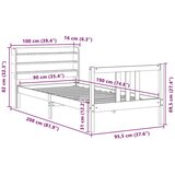vidaXL Posteljni okvir z vzglavjem 90x190 cm trdna borovina, (21311322) | Shoptok.si